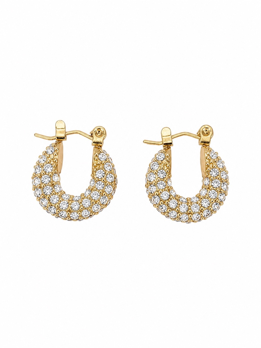 Small Gold Pavé Crystal Hoop Earrings